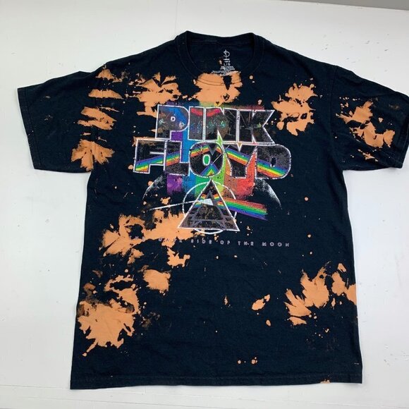 Pink Floyd Unisex Bleach Splatter Dark Side of The Moon Graphic Print T-Shirt L - Picture 2 of 4